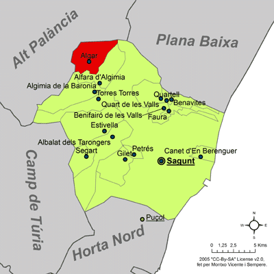 Archivo:Localització d'Algar respecte del Camp de Morvedre.png