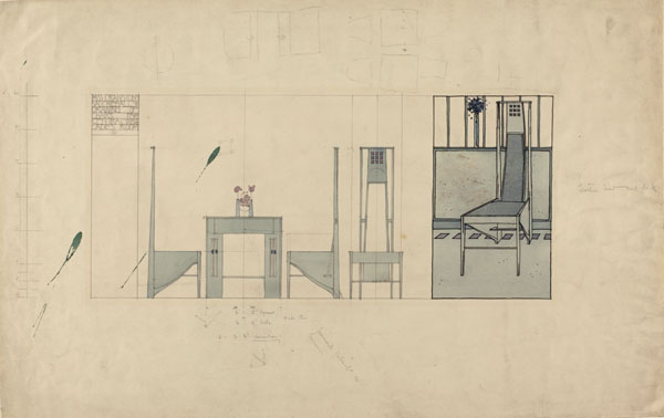 Archivo:Mackintosh, Design for tables and chair with high back.jpg