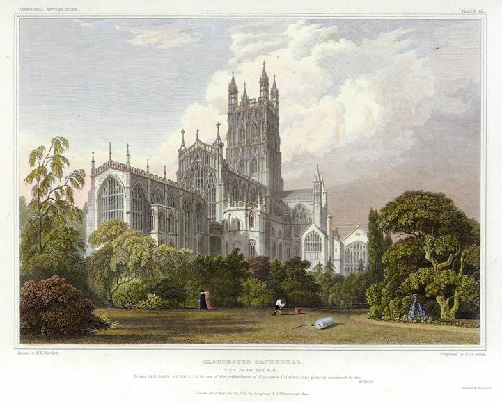 Archivo:Gloucester Cathedral in 1828. engraved by J.LeKeux after a picture by W.H.Bartlett.jpg