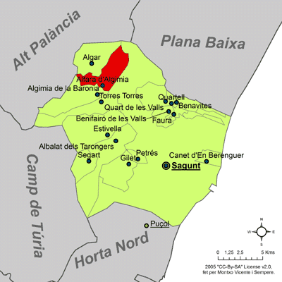 Archivo:Localització d'Alfara d'Algimia respecte del Camp de Morvedre.png