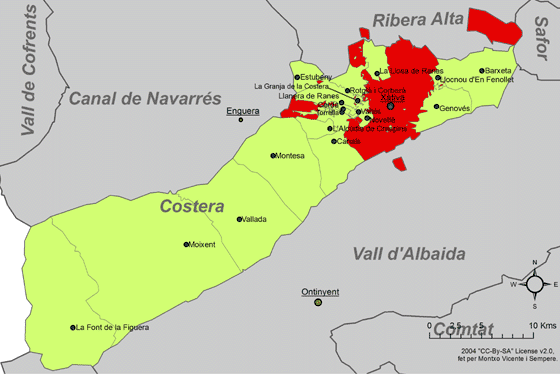 Archivo:Localització de Xàtiva respecte de la Costera.png