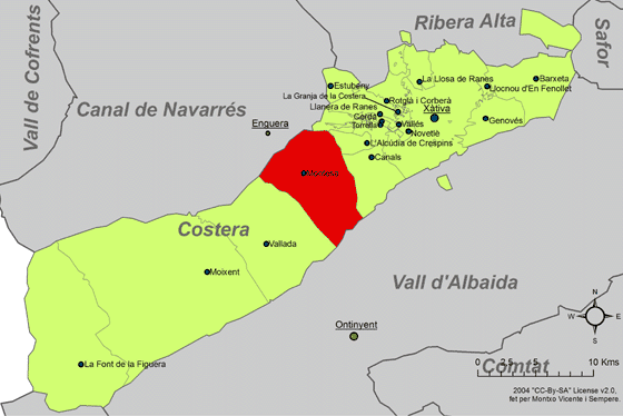 Archivo:Localització de Montesa respecte a la Costera.png