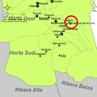 Archivo:Localització de Poblenou de la Corona respecte de l'Horta Sud.png