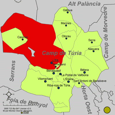 Archivo:Localització de Llíria respecte del Camp de Túria.png