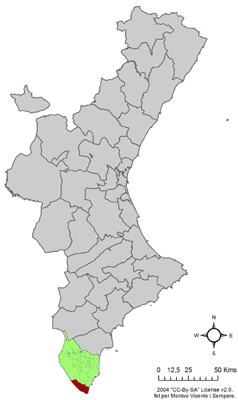 Archivo:Localització de Pilar de la Foradada respecte al País Valencià.png