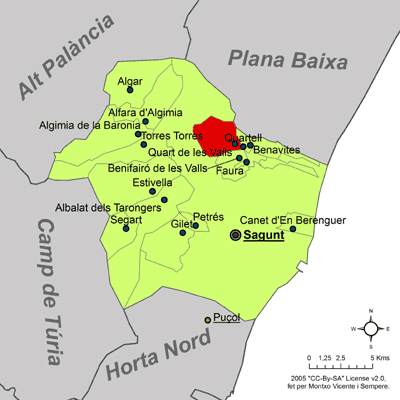 Archivo:Localització de Quart de les Valls respecte del Camp de Morvedre.png