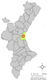 Localización de Chirivella respecto a la Comunidad Valenciana