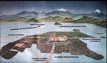 Tenochtitlán. Mural de 1930 pintado por Dr. Atl (Gerardo Murillo). Museo Nacional de Antropología, Ciudad de México.
