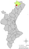 Localización de Castellfort respecto al País Valenciano
