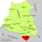 Localización de Villamalur respecto a la comarca del Alto Mijares