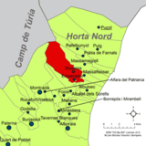 Localización de Museros respecto a la comarca de L'Horta Nord