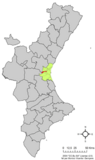 Localización de Cuart de Poblet respecto a la Comunidad Valenciana