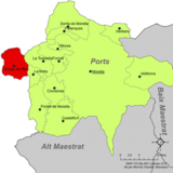 Localización de Olocau del Rey respecto a la comarca de Los Puertos