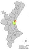 Localización de Meliana respecto a la Comunidad Valenciana