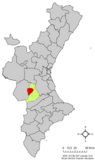 Localización de Bicorp respecto a la Comunidad Valenciana