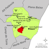 Localización de Gilet respecto a la comarca del Camp de Morvedre