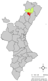 Localización de Culla respecto al País Valenciano