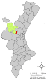 Localización de Pedralba respecto al País Valenciano