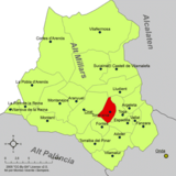 Localización de Torrechiva respecto a la comarca del Alto Mijares