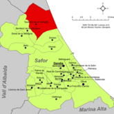 Localización de Tabernes de Valldigna respecto a Safor.