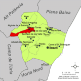 Localización de Torres Torres respecto a la comarca del Campo de Morvedre