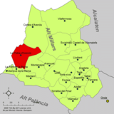 Localización de Puebla de Arenoso respecto a la comarca del Alto Mijares