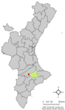 Localización de Alfafara respecto a la Comunidad Valenciana