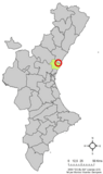 Localización de Quartell respecto al País Valenciano