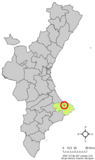 Localización de Beniarbeig respecto a la Comunidad Valenciana