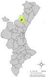 Localización de Cirat respecto al País Valenciano