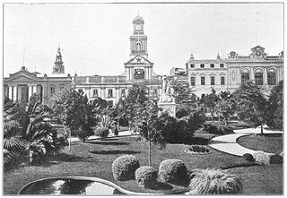 Palacio de la Real Audiencia, vista de la Plaza de Armas de Santiago, en 1906