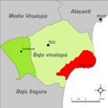 Localización de Santa Pola respecto a la comarca del Bajo Vinalopó