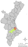 Localización de Pinet respecto a la Comunidad Valenciana