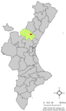 Localización de Vall de Almonacid respecto al País Valenciano