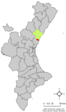 Localización de Alamenara respecto a la Comunidad Valenciana