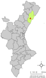 Localización de Puebla-Tornesa respecto a la Comunidad Valenciana