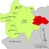 Localización de Vallibona respecto a la comarca de Los Puertos
