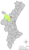 Localización de Alcublas respecto al País Valenciano