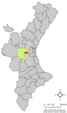 Localización de Godelleta respecto al País Valenciano