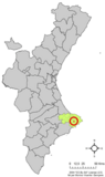 Localización de Senija respecto a la Comunidad Valenciana