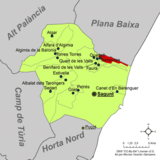 Localización de Benavites respecto a la comarca del Campo de Morvedre