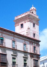 Casa de las Cuatro Torres de Cádiz. Detalle de uno de los ángulos.