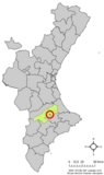 Localización de Carrícola respecto a la Comunidad Valenciana
