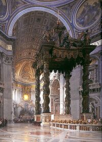 Altar mayor de San Pedro de Roma, en posición central y bajo el Baldaquino de Bernini.