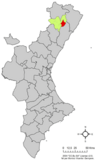 Localización de Albocácer respecto a la Comunidad Valenciana