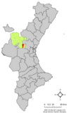 Localización de Bugarra respecto a la Comunidad Valenciana