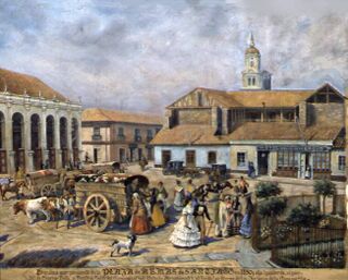 Pintura de la Plaza de Armas en 1850