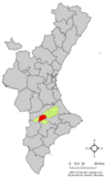 Localización de Onteniente respecto a la Comunidad Valenciana