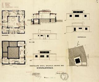 Figura 11. Plano de la licencia de obras para la construcción de las Haus Am Horn. Estudio de Walter Gropius. 1923.