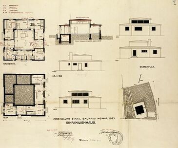 Figura 11. Plano de la licencia de obras para la construcción de las Haus Am Horn. Estudio de Walter Gropius. 1923.